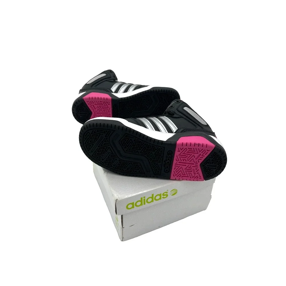 Adidas Neo Kids High Top Sneakers Size 11K Style BB9TIS K Black Gray Pink White - Picture 3 of 5